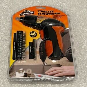 🆕 Armor All Cordless Screw Driver 11 Piece Bit Set 2.5 Bit Extender 4.8 Volts